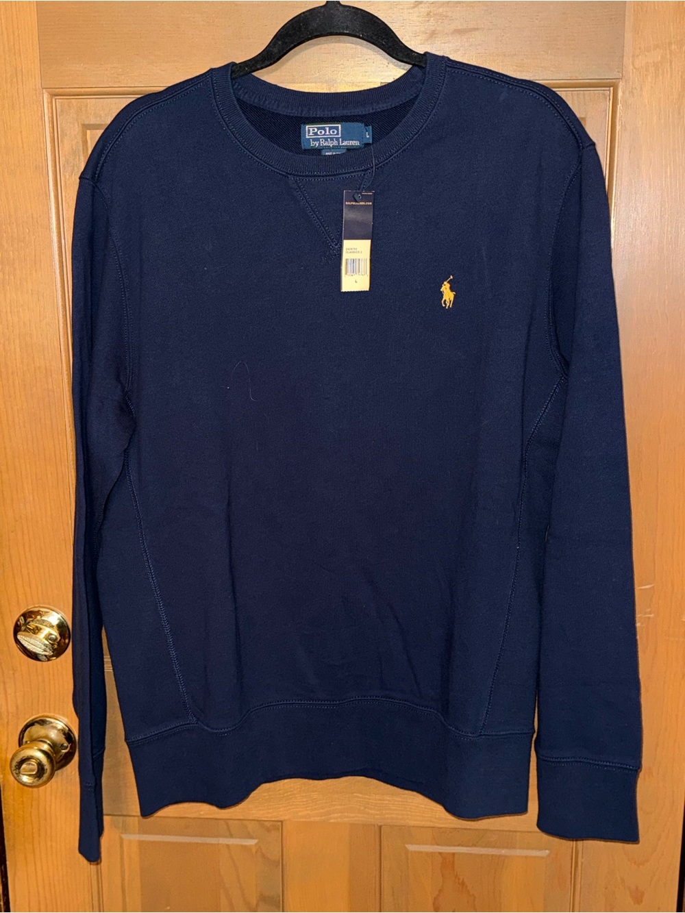 Ralph Lauren Navy Crewneck Sweatshirt with Gold Pony